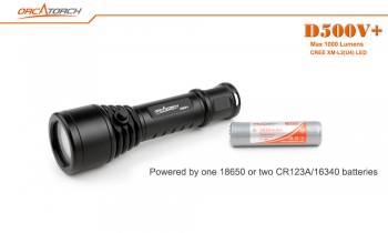 OrcaTorch D500V+ (XM-L2 U4) Мощный фонарь для подводной фото видео съемки и
технического дайвинга с регулировкой яркости