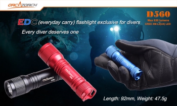 OrcaTorch D560 Kit Аккумуляторный фонарик для дайвинга и подводной охоты с зарядным устройством